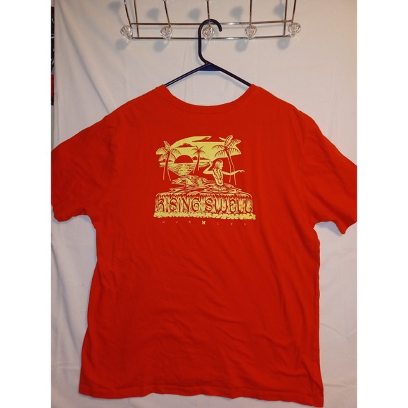 Hurley Rising Swell T-Shirt Mens Size XL Red Graphic USA - Picture 2 of 8